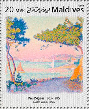 Stamp, "Golfe-Juan" (1896), Maldives,  , Painters, Paintings