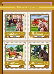 Mini Sheet, Horse transport, Maldives,  