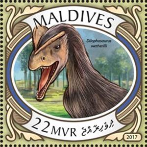 Stamp, Dilophosaurus wetherilli, Maldives,  