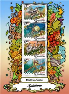 Mini Sheet, Wildlife of Maldives: Spiders, Maldives,  , Animals (Fauna), Spiders