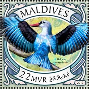 Stamp, Halcyon senegalensis, Maldives,  