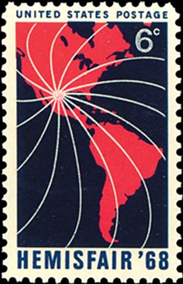 Map of North & South America & Lines Converging on Texas