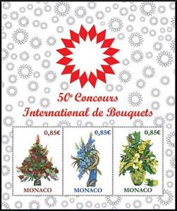 Souvenir Sheet, The 50th International Bouquet Competition, Monaco,  , Anniversaries and Jubilees, Flowers