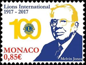 Stamp, Centenary of Lions Club International, Monaco,  , Anniversaries and Jubilees, Famous People, Lions (Org.)