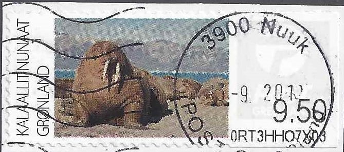 Stamp, Walrus - Walross (Odobenus rosmarus), Greenland,  , Animals (Fauna), Mammals, Sea (Marine) Mammals, Sea Life, Walruses