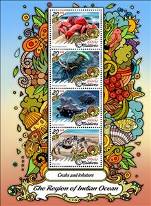 Mini Sheet, Crabs and lobsters, Maldives,  , Animals (Fauna), Crabs, Crustaceans, Sea Life