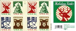 Booklet Pane, Christmas 2007, United States of America,  , Bears, Christmas, Deer, Snowmen, Trees