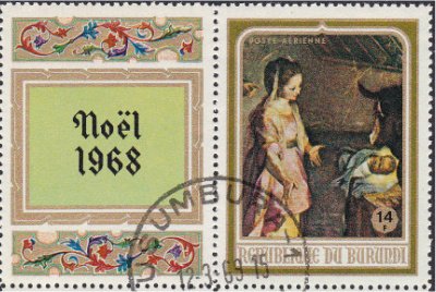 Se-tenant, "La Nativite", F.Baroccio, XVI-XVIIc., Burundi,  , Art, Christmas, Religion