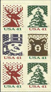 Booklet Pane, Christmas 2007, United States of America,  , Bears, Christmas, Deer, Snowmen, Trees