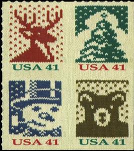 Se-tenant, Christmas 2007, United States of America,  , Bears, Christmas, Deer, Snowmen, Trees