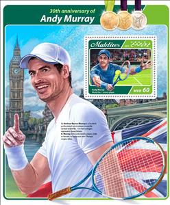 Souvenir Sheet, 30th anniversary of Andy Murray, Maldives,  , Sports