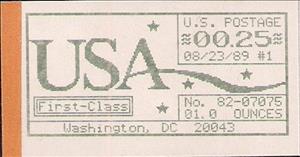 Stamp, Washington, DC, Machine 82, United States of America,  , Letters (Alphabet), Numbers