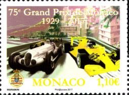 Stamp, 75th Anniversary of The Monaco Grand Prix, Monaco,  , Anniversaries and Jubilees, Cars, Carsports, Motor Racing