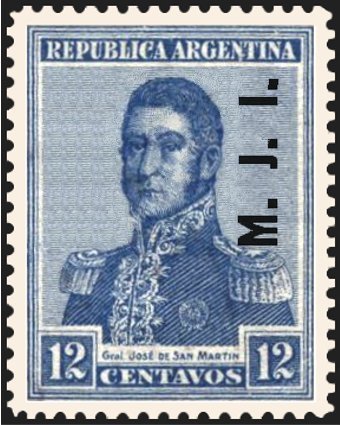 José de San Martín (1778-1850), overprinted M.J.I.
