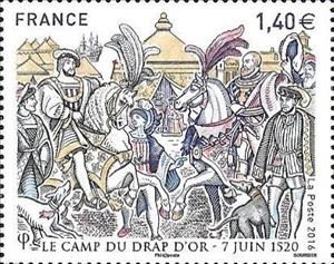 Stamp, The Field of the Cloth of Gold, France,  , Historic Sites, Kings