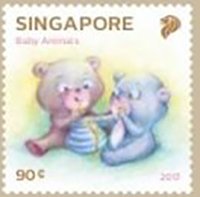 Stamp, Baby Bears, Singapore,  , Bears