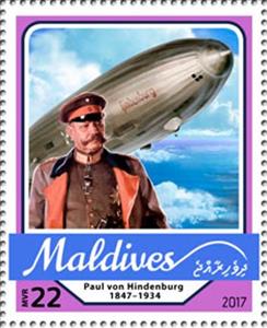 Stamp, Paul von Hindenburg (1847–1934), Maldives,  