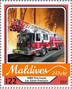 Stamp, HME Fire truck Lac Saint-François, Maldives,  