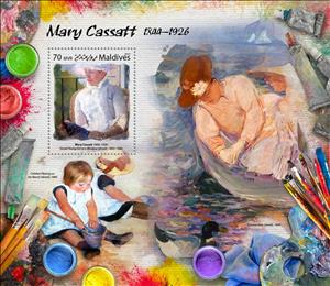 Souvenir Sheet, Mary Cassatt (1844–1926), Maldives,  , Painters, Paintings