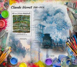 Souvenir Sheet, Claude Monet (1840–1926), Maldives,  , Painters, Paintings