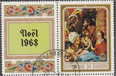 Se-tenant, "L'Adoration des Mages", J.B.Maino, XVI-XVIIc., Burundi,  , Art, Christmas, Religion