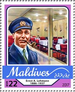 Stamp, Ernst A. Lehmann (1886–1937), Maldives,  