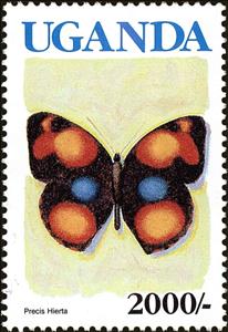 Stamp, Precis hierta, Uganda,  , Animals (Fauna), Butterflies, Insects