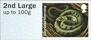 Stamp, Grass Snake (Natrix natrix), United Kingdom of Great Britain & Northern Ireland,  , Animals (Fauna), Reptiles, Snakes
