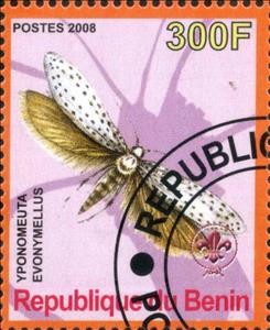Stamp, Yponomeuta Evonymellus, Cinderellas,  , Animals (Fauna), Butterflies, Insects