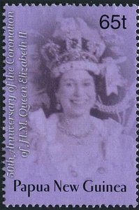 Queen Elizabeth II in Coronation robes and crown