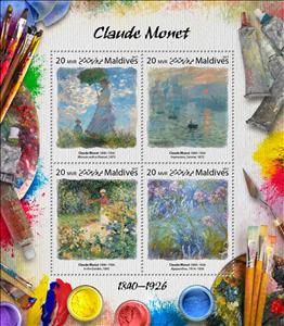Mini Sheet, Claude Monet (1840–1926), Maldives,  , Painters, Paintings