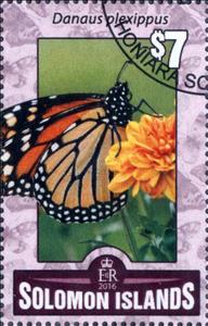 Stamp, Danaus plexippus, Solomon Islands,  , Animals (Fauna), Butterflies, Insects