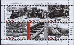Mini Sheet, Se-tenant Block Of 6, Montenegro,  , Locomotives, Railways