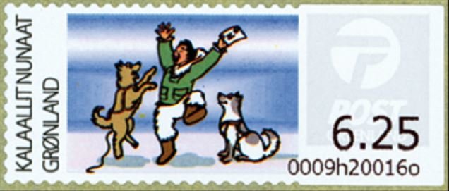 Stamp, Man with letter, dogs, Greenland,  , Dogs, Letters (Mail), Postal Services, Postmen