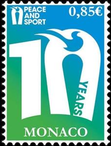 Stamp, The 10th Anniversary of Peace and Sport, Monaco,  , Anniversaries and Jubilees, Sports