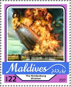 Stamp, The Hindenburg disaster, Maldives,  