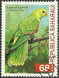 Stamp, Parrots, Cinderellas,  , Animals (Fauna), Parrots