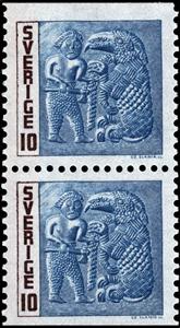 Se-tenant, Man holding a fettered bear, Sweden,  , Animals (Fauna), Bears, Bronze Age, Mammals
