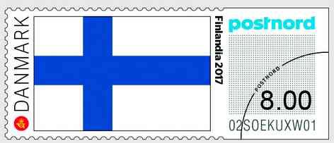 Stamp, Finlandia, Denmark,  , Flags