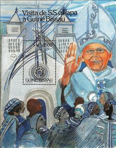Souvenir Sheet, Visit of SS Pope John Paul II, Guinea-Bissau,  , Popes