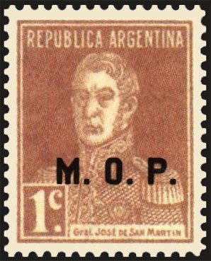 Stamp, José Francisco de San Martín (1778-1850), ovpt. “M.O.P.”, Argentina,  , Famous People, Freedom Fighters, Generals, Heroes, Men, Revolutions