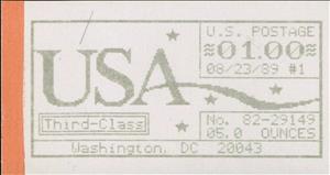 Stamp, Washington, DC, Machine 82, United States of America,  , Letters (Alphabet), Numbers