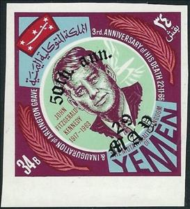 Stamp, 3rd ann. of the death of President Kennedy-overprinted, Yemen, Kingdom,  , Heads of State