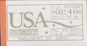 Stamp, Washington, DC, Machine 83, United States of America,  , Letters (Alphabet), Numbers