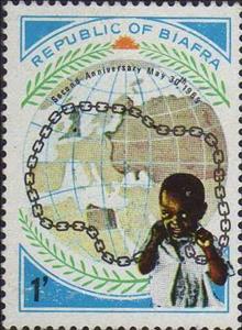 Stamp, Symbolic representation, Biafra,  , Anniversaries and Jubilees, Children, Maps