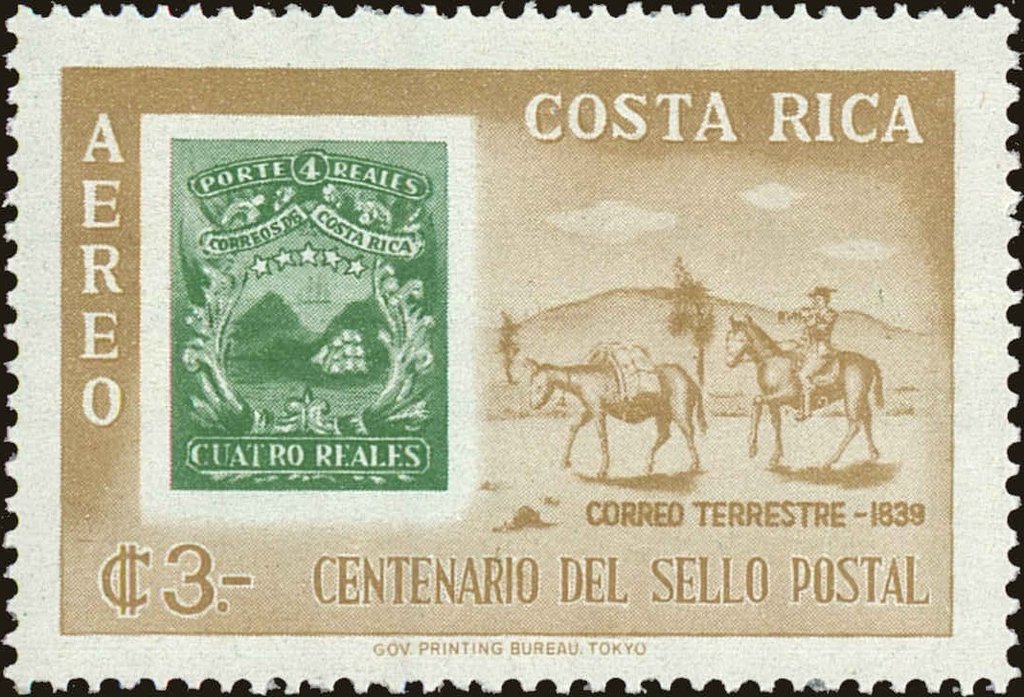 Post rider (1839) & stamp CR 3