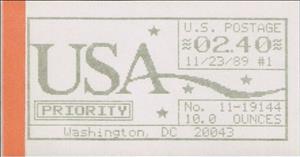 Stamp, Washington, DC, Machine 11, United States of America,  , Letters (Alphabet), Numbers