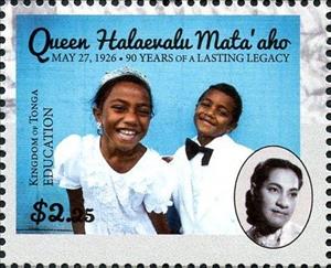 Stamp, Queen Halaevalu Mataʻaho - Education, Tonga,  , Children, Queens