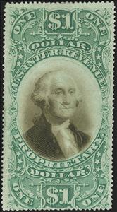 Revenue Stamp, Proprietary, United States of America,  , Famous People, Heads of State, Men, Politicians, Государственный деятель