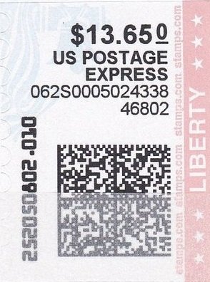 Stamp, Liberty Bell and Flag, United States of America,  